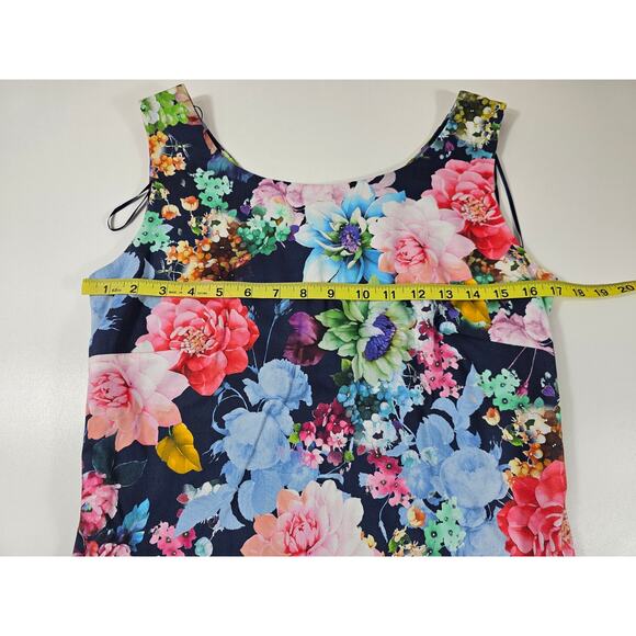 Pomodoro floral EUC dress zip back, stretch size 6 US sleevless summer ^ - Picture 5 of 7